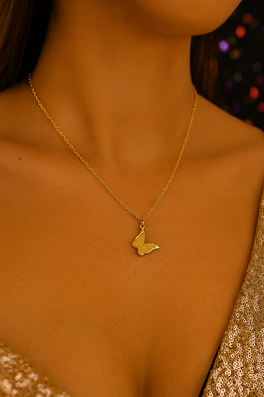 18k gold plated butterfly pendant necklace by Juwelenn – dainty gold necklace symbolizing transformation and elegance