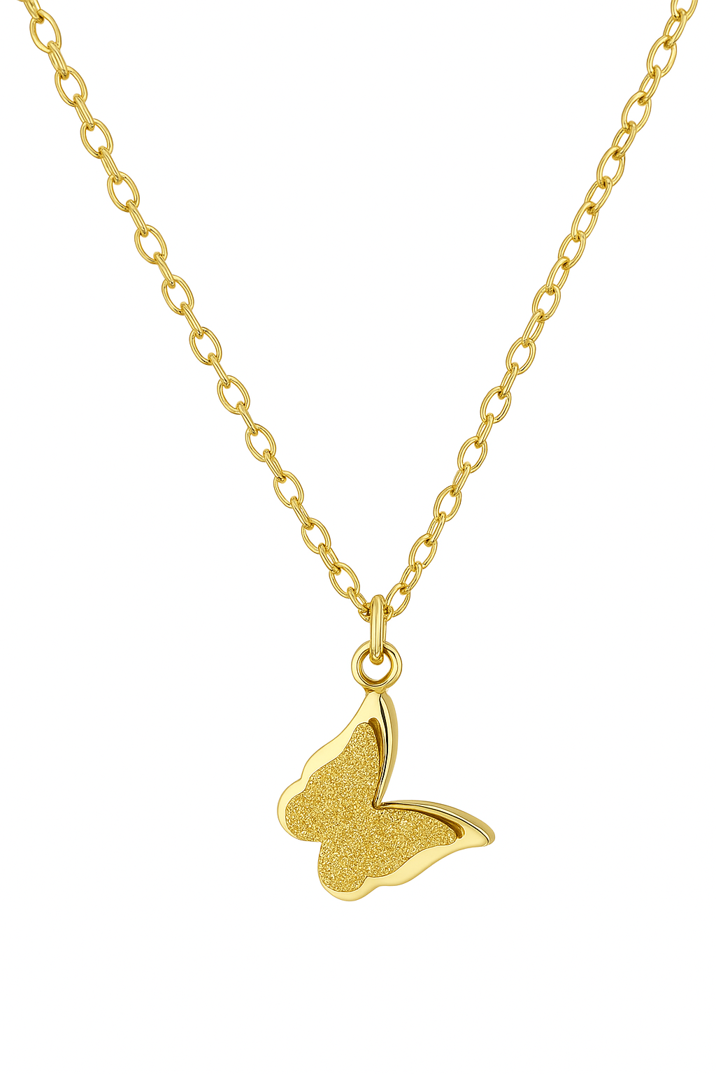 18k gold plated butterfly pendant necklace by Juwelenn – dainty gold necklace symbolizing transformation and elegance.