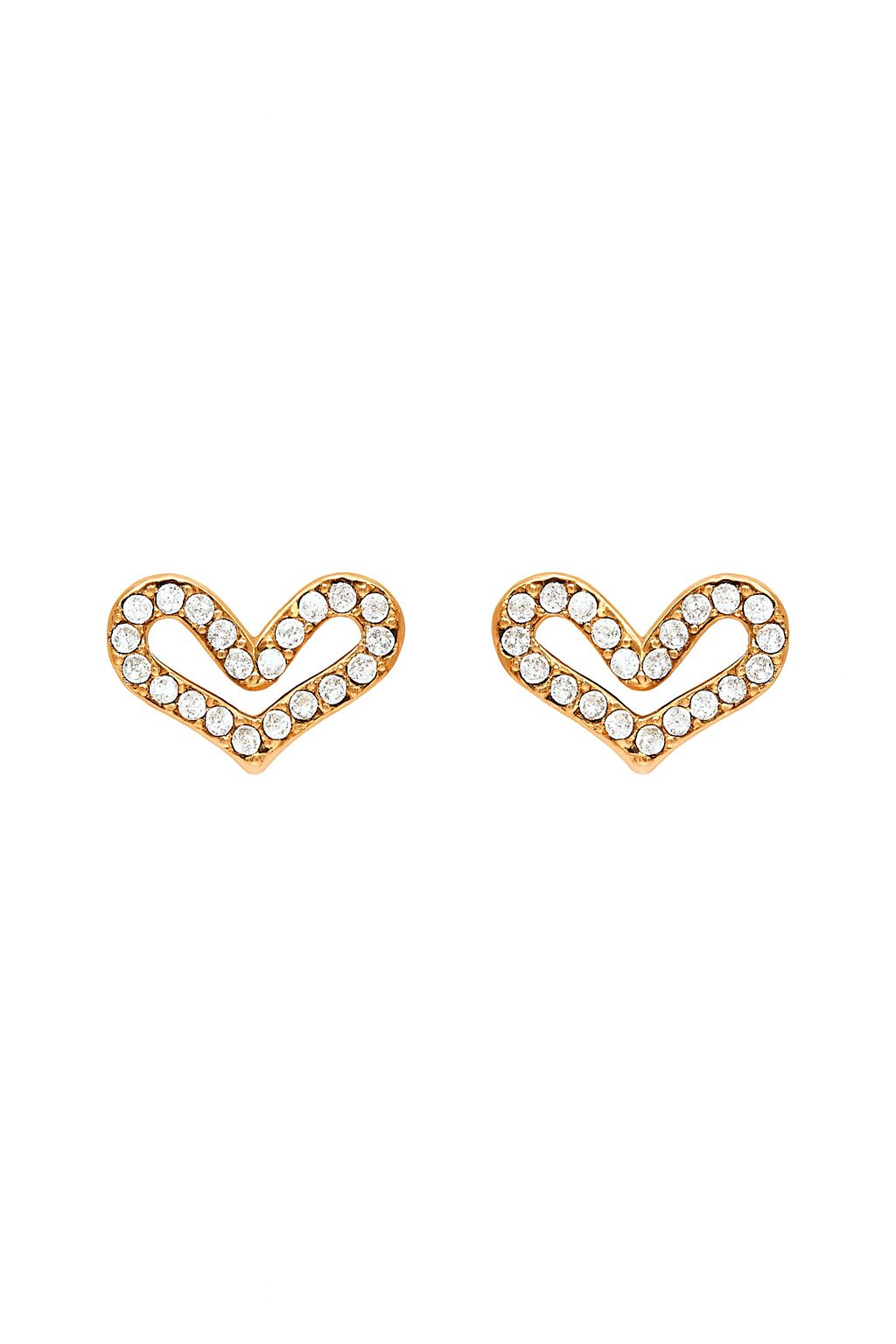 18k gold plated open-heart crystal stud earrings by Juwelenn – dainty everyday gold earrings for women
