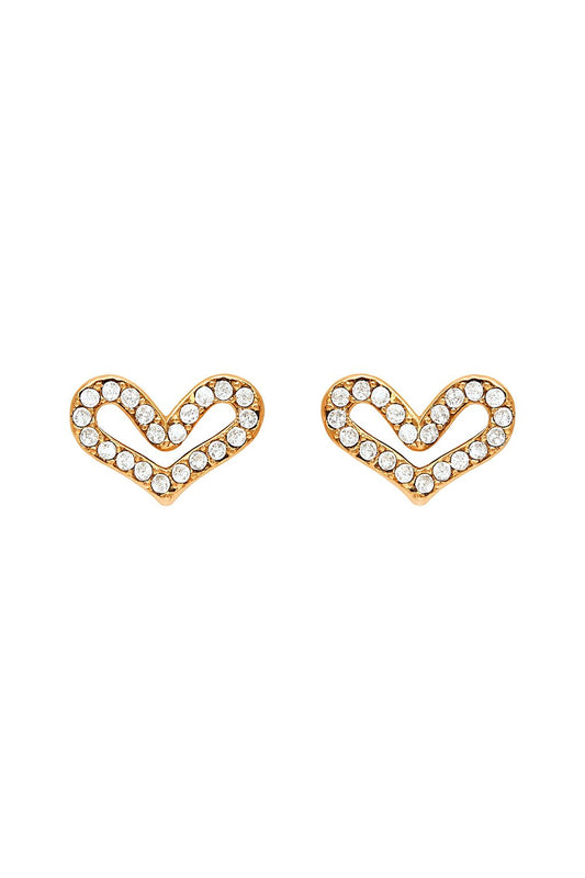 18k gold plated open-heart crystal stud earrings by Juwelenn – dainty everyday gold earrings for women
